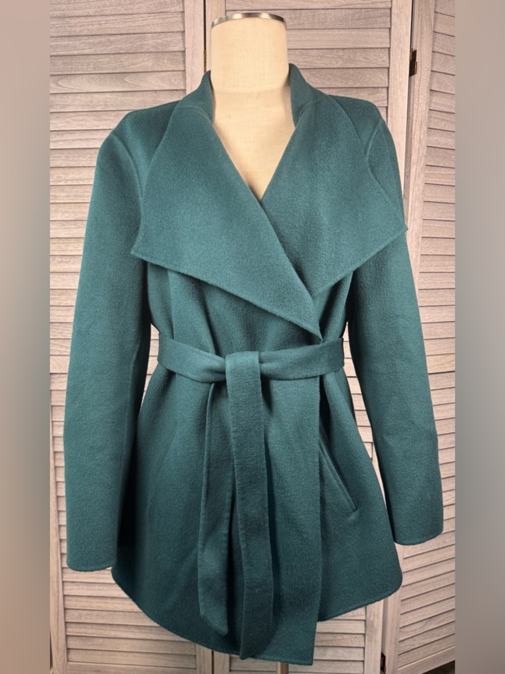J. Jill Deep Teal Wool Angora Blend Wrap Coat - Large